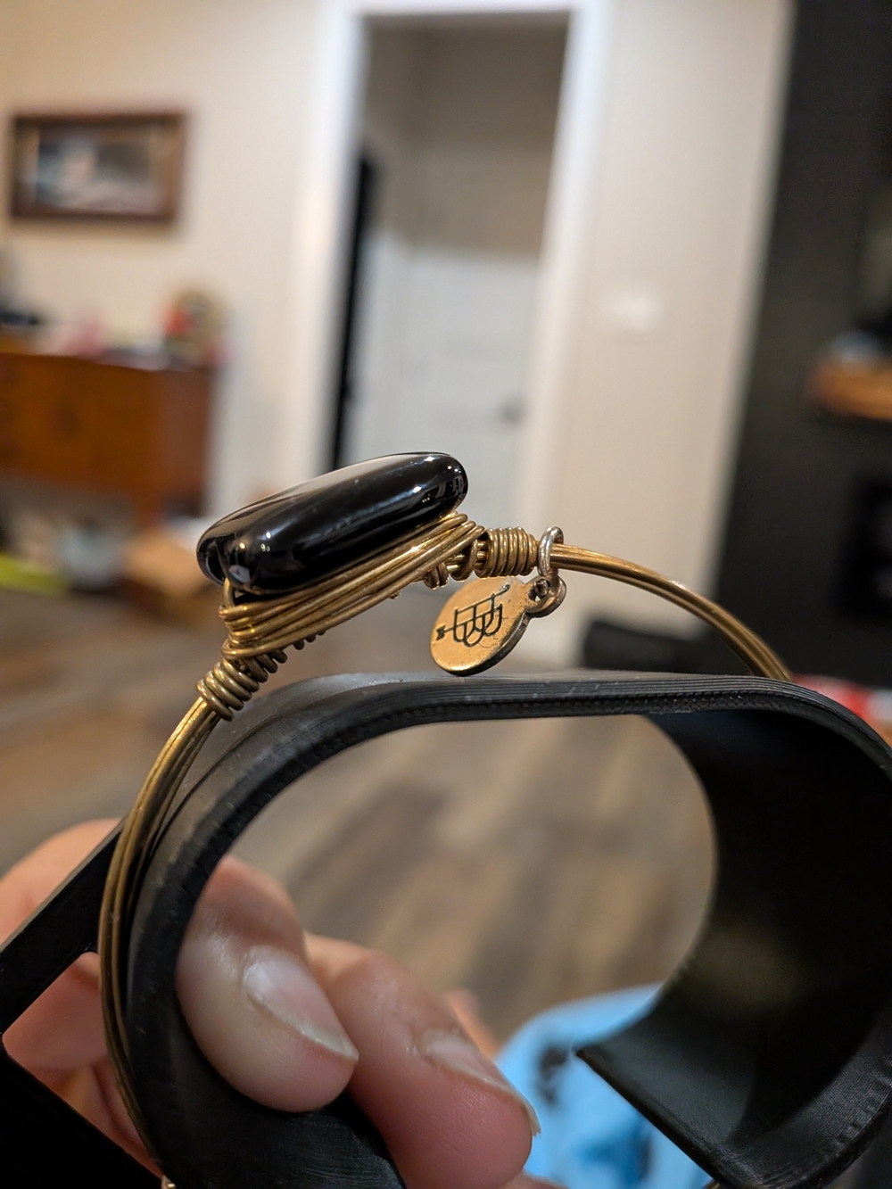 Bourbon and Bowties Gold-Tone Bracelet with Black Agate Accent - Picture 3 of 5